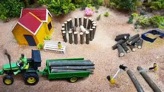 Diy mini tractor trolley full loading wood piece, wood cutting machine science project  @TimTimFarm