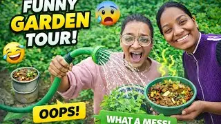 😂Watering Plants Turned Funny | Sister Garden Tour 😄🚿#funny#gardentour#trending#fun#enjoy#oppsmoment