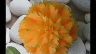 vegetables carving, intagli frutta e verdura, video 41, melone intagliato by Chef Claudio Crotti