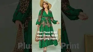 Plus Floral Print Maxi Dress, Multi Color Long Dress.