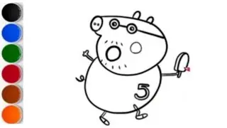 Dad peppa pig 🐖🌈❤️| step-by-step dady pig Drawing | colorful dady pig
