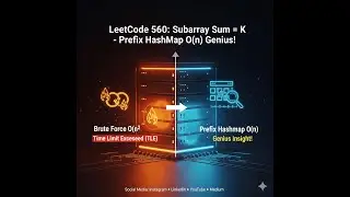 LeetCode 560: Subarray Sum = K - Prefix HashMap O(n) Genius! 📊🚀😊👍