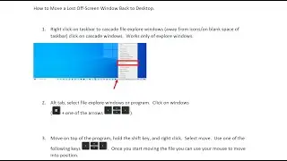 How to Move a Lost Off Screen Window Back to Desktop