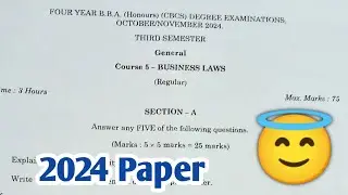 Degree Semester 3 - Business Laws 2024 Question Paper 3sem Major Course Paper Degree Exams Nov 2024