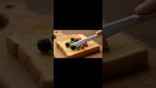 AI ASMR spreading glass fruits on toast #ai #glasscutting #asmr #relax #satisfying #glassfruit