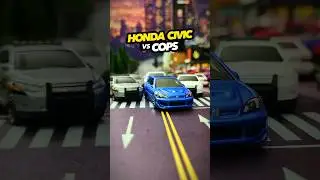 Honda Civic SI takes on the cops in an epic police chase #hotwheels #diecastracing #hotwheelsracing