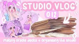studio vlog 012 ♡ busy etsy shop day making oracle decks! organising my art studio storage!