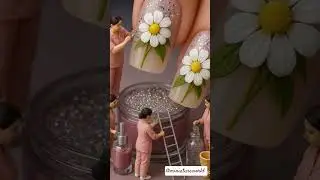 &ldquo;Mini Artists Paint Daisy Nail Art ✨#viral #trending #nailart #ai #miniature