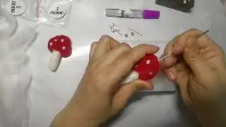 Make a Pair of mushroom needle felted earrings in half and hour ￼￼.