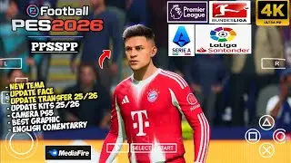 eFootball PES 2026 PPSSPP Android Offline Full Update Transfer & Kits 2025 Camera PS5 Best Graphic