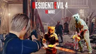 CHAINSAW Vs Leon best Fight scene Resident evil 4 Remake gameplay ps5 MARCO Gaming Zombies survival 