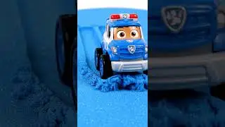 Paw Patrol Police Car Crushing Blue Kinetic Sand&hellip; Unreal ASMR 🚓🔵 #asmr #statisfying #pawpatrol