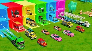 TRANSPORTING ALL POLICE VEHICLES, FIRE ENGINE, RESCUE TRUCK, AMBULANCE TO GARAGE - FS22