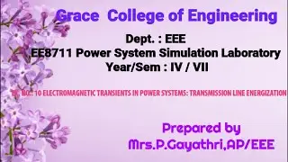 EX. NO.: 10 ELECTROMAGNETIC TRANSIENTS IN POWER SYSTEMS: TRANSMISSION LINE