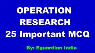 Operation Research MCQ with Answers I 25 Most Important Objective Questions with Answers