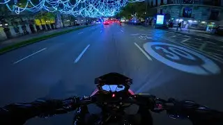 Christmas Madrid at night | KAWASAKI Z800 SC PROJECT - POV [4K]