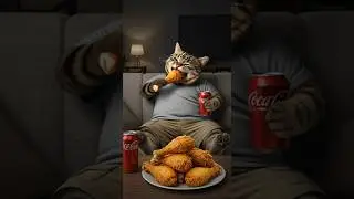 The Temptation of Fried Chicken Cat Chef in Action! #cat #catofyoutube #friedchicken