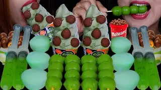 ASMR GREEN TEA DANGO, FROG EGG JELLY SHOOTERS, MALTESERS ICE CREAM CONE, MOCHI ICE CREAM, GELATO CUP