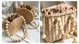 Handmade Summer Beach Bags/Crochet Pattern Straw Shoulder Handbag ideas/crossbody Bags/Veiw Bags