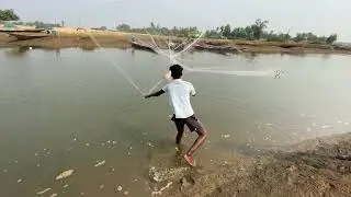 tha big fish in fish village fishing viral net video traditional fishing man 
