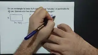 PROBLEMES - FIGURES PLANES - Rectangle, dimensions a partir de relaci&oacute; i per&iacute;metre (Ex. guiat 2)