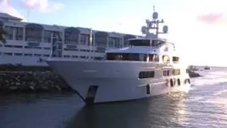St. Maarten - Superyacht NewVida entering Simpson Bay Bridge