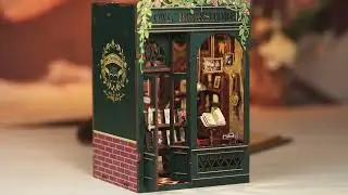 CUTEBEE DIY Book Nook Kit Miniature Wooden Dollhouse with Lights