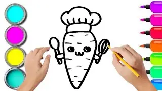 How To Draw cute Carrot Drawing, Painting & Coloring For Kids and Toddlers_ Child Art 🐋🌈🎨