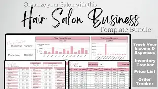 Hair Salon Business Planner Google Sheets, Salon Business Bookkeeping, Hair Salon Organization