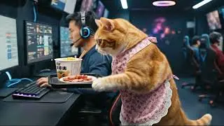 Aww! Mom Cat Goes to Work at Internet Cafe &mdash; Super Busy 