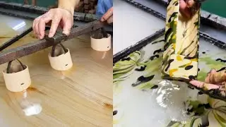 #Decoration crafts lamp holder wood grain color transfer #Factory real shot video #Printing process
