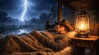 Cozy Porch Thunderstorm Night -- RDR2 Ambience | Rain Sounds For Deep Sleep ASMR