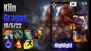 Kiin Support Gragas vs Poppy lol KR solo rank Highlight 14.18