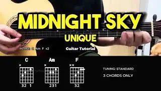 Midnight Sky - Unique | Easy Guitar Chords Tutorial For Beginners (CHORDS & LYRICS) #guitarlesson