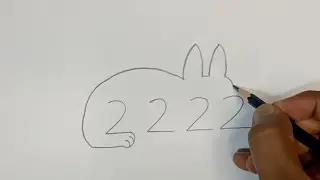 Number 2222 se Cute Rabbit Drawing 🐰 | Easy Pencil Drawing