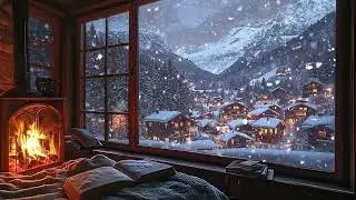 Snowfall and Fireplace Sounds for Deep Sleep and Relaxation | Cozy Winter Ambience