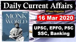 16 March Daily Current Affairs 2020 | The Hindu | PIB News in Hindi By Veer | Nano Magazine | SLV