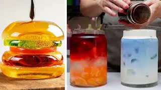 12 Minutes of Satisfying AI ASMR | No Talking Glass Burger Cutting & Colorful Drink Mixing