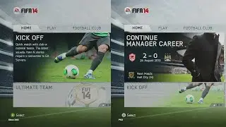 FIFA 14 PS3 Vs FIFA 14 Xbox 360 Menu