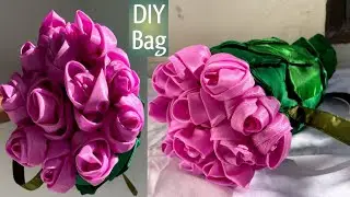 DIY flower bouquet bag from satin fabric🌸🌿How to Make Handbag at Home/handbags
