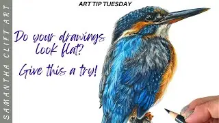 DO your DRAWINGS look FLAT? Coloured Pencil TUTORIAL | Art Tip Tuesday