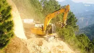 Remote Mountain Village Road Construction with JCB Excavator | Dozer Digging Mountain To Make Road