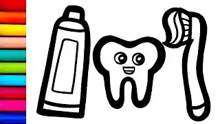 Toothbrush, Toothpaste, Tooth Drawing || How to Draw A Toothbrush and Toothpaste
