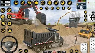 Heavy excavator loading dump truck  | Real construction simulator gameplay | Road construction game 