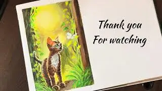 Magical Forest Cat Painting | Butterfly Day Scene Art | Peaceful Nature Drawing