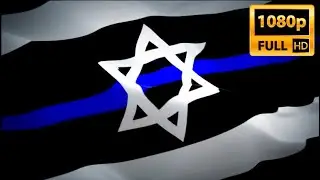 Blue Line flag video waving in wind. Realistic Israel police Flag background. Israel police flag HD