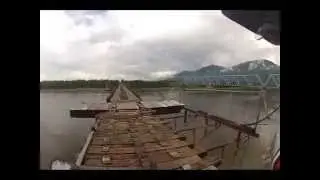 Riding the Vitim River Bridge Siberia August 2013 BMW X Challenge