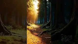One path is warm and golden, the other cool and shadowed.