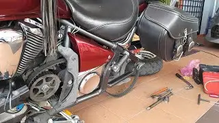 Kawasaki Vulcan 900 drive belt making unpleasant sounds (Malay: menghilangkan bunyi talisawat VN900)