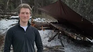 I Built a Raised Bed Shelter & Camped Alone in Winter